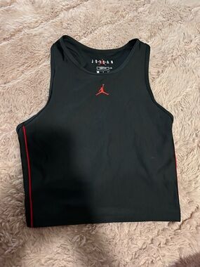 Jordan Black Crop Tank with Red Jumpman and Side Piping